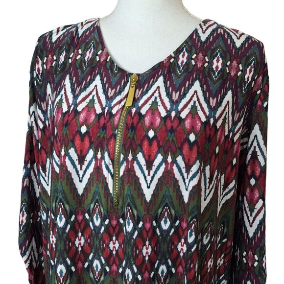 Tacera Blouse Zipper Front Lightweight Sheer Womens XL Half Sleeve - Picture 3 of 9